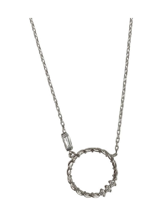 Colier Din Argint 925 Cerc Răsucit Zirconiu 41 Cm