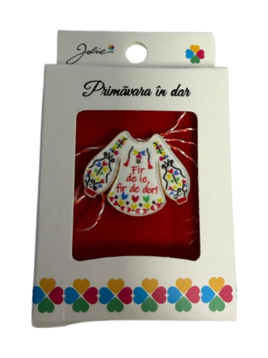 Small Martisor Brooch In Box Jolie Design Message Size 2.5-3 Cm Metal Material Traditional Romanian Blouse Model