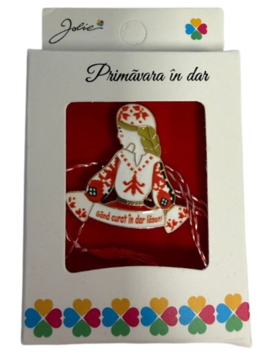 Small Brooch Martisor In Box Jolie Message Design Metal Material Size 2.5-3 Cm Traditional Woman Model