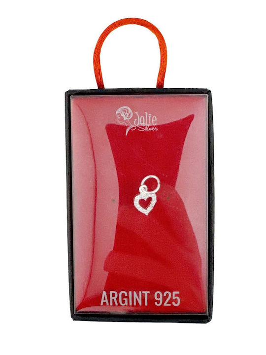 Pandantiv Argint 925 Jolie Femei Inimă Model Pietre Zircon Cubic 0,6 G 1 X 1 Cm Argint