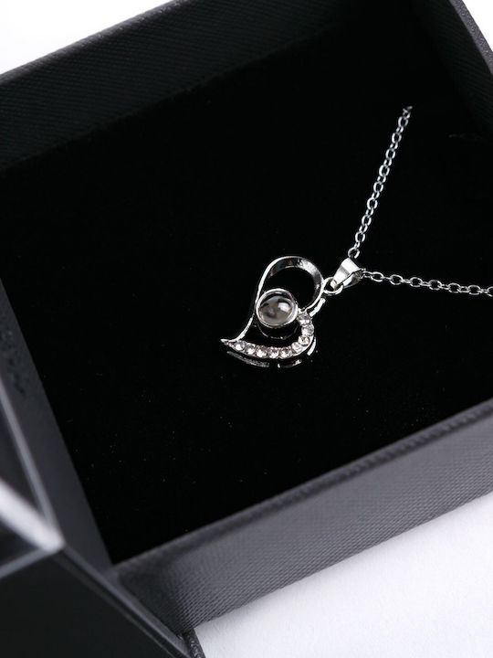 Colier Inima Pandantiv Trandafir Artificial Roșu 10cm Trandafir Etern În Cutie Cadou Romantic