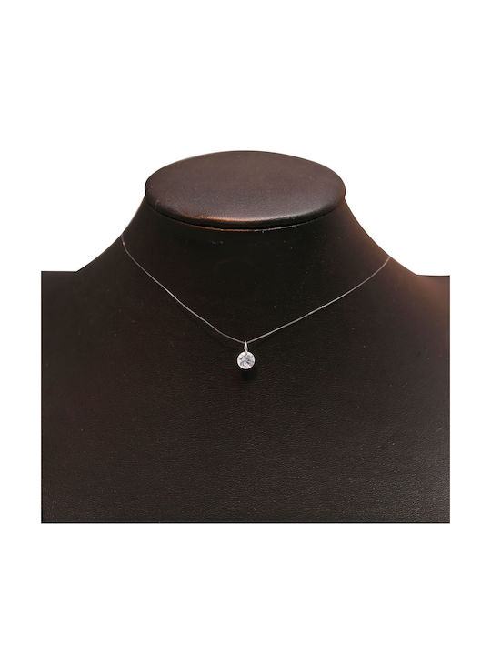 Transparent Silicon Thread Necklace Zirconium Crystal Silver
