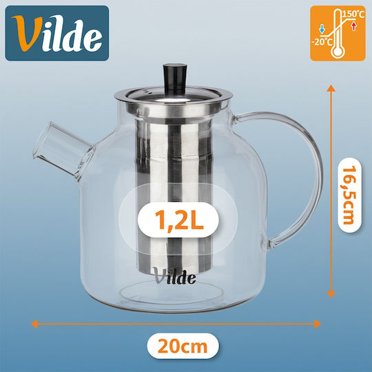 Vilde Τσαγιέρα με Φίλτρο Γυάλινη Διάφανη 1200ml