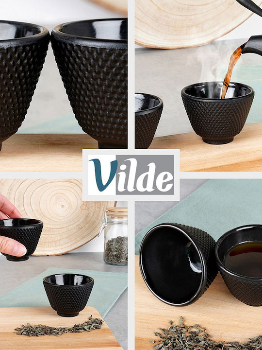 Vilde Set Ceai cu Cană și Filtru din Fontă Neagră 1000ml 6 Bucăți