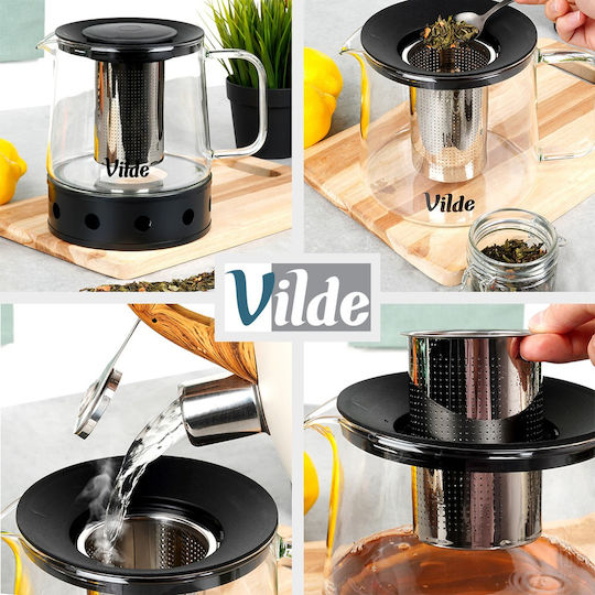 Vilde Стъклен Чайник с Филтър Прозрачен 1500ml
