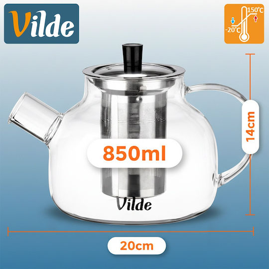 Vilde Teapot with Filter Glass Transparent 850ml