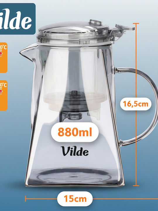 Vilde Τσαγιέρα με Φίλτρο Γυάλινη Διάφανη 880ml