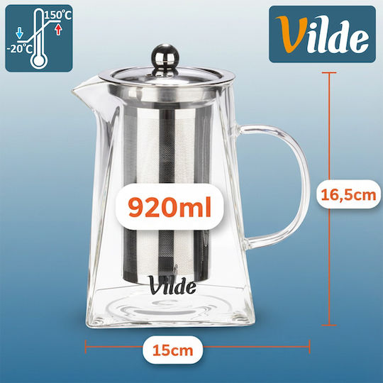 Vilde Τσαγιέρα με Φίλτρο Γυάλινη Διάφανη 920ml