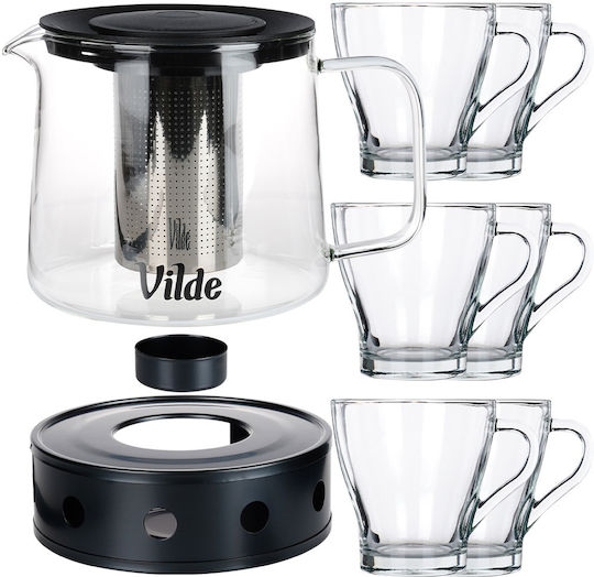 Vilde Σετ Τσαγιού με Φίλτρο Γυάλινο Διάφανη 250ml 7τμχ