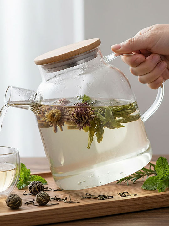 Relaxdays Ceainic cu Filtru din Sticlă Transparentă 1800ml