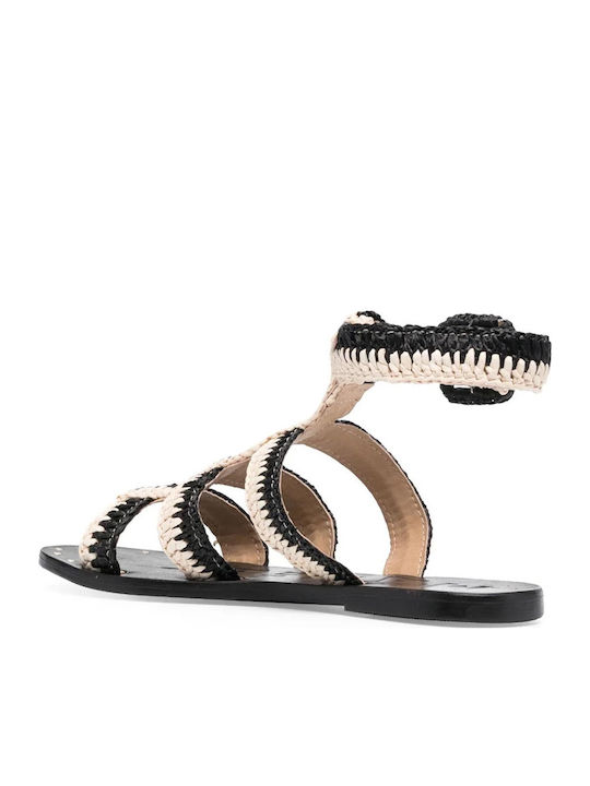 Sandale Casual Damă Gladiator Din Piele Negre