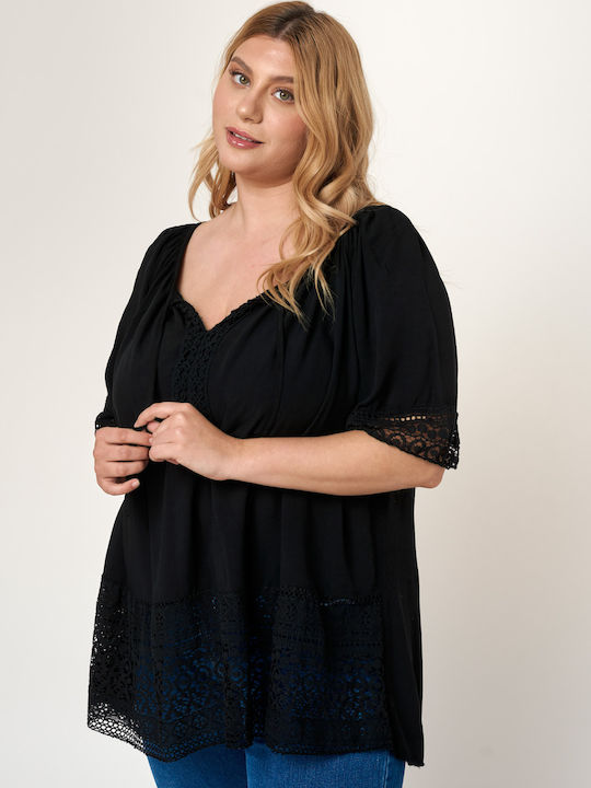 Cotton Tunic Short Sleeve Black