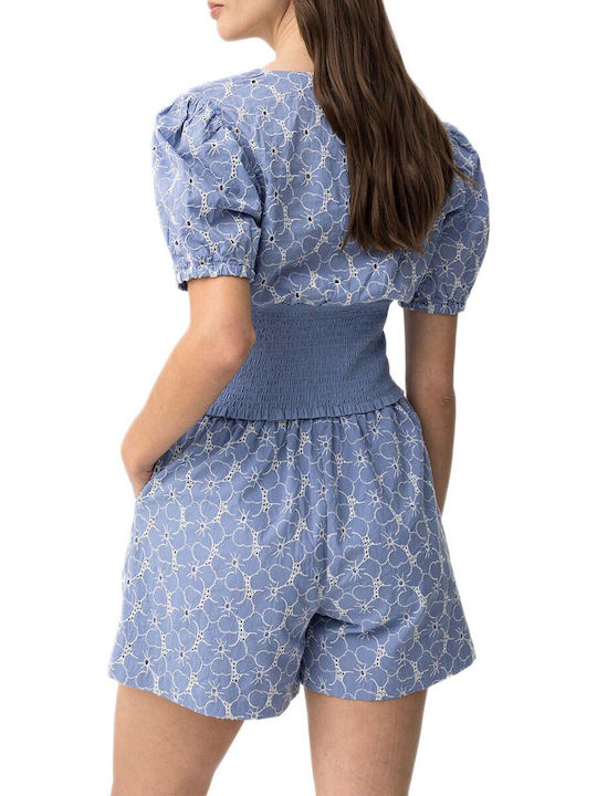 Tiffosi Women's Blouse with V-Neckline Light Blue