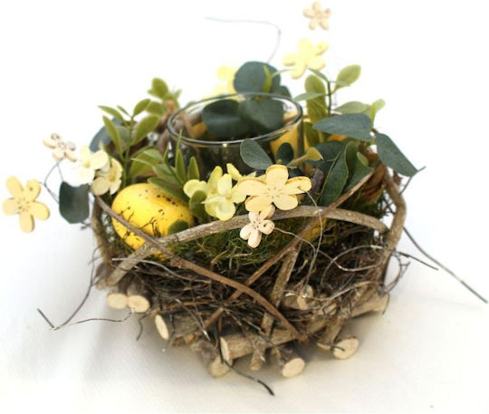 Suport Lumânare Galben Decorativ 16cm Lumânare Ceai Galbenă