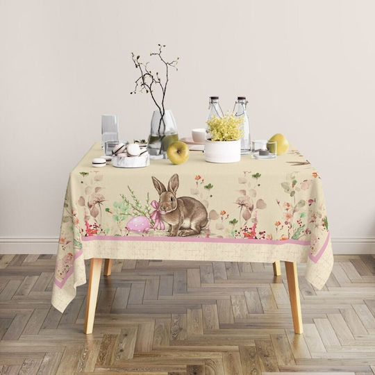 100% Cotton Tablecloth Bunnies Flowers 140x220cm Maddi