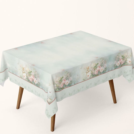 Față De Masă 100% Bumbac Model Floral Verde Mentă 140x220 Cm Romeo
