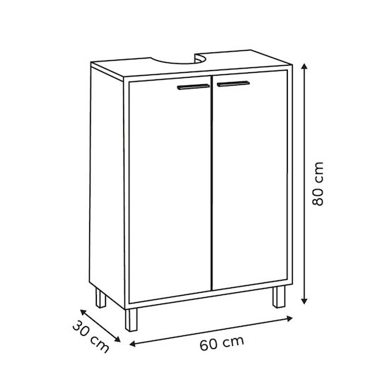 5Five Πάγκος χωρίς Νιπτήρα Μ60xΒ30xΥ80cm Λευκός