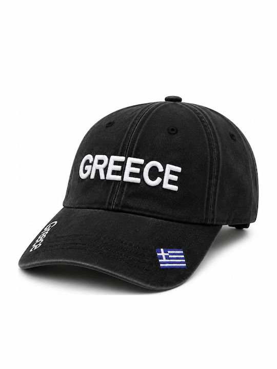 Καπέλο Jockey Μαύρο Ανάγλυφο Σήμα Greece