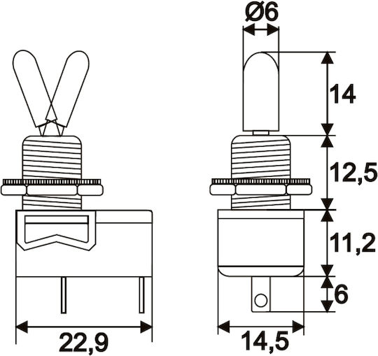 Set 5 Comutatoare On-Off 3A 250V Metalice Cu Manetă Protecție Roșie Set 5 Bucăți