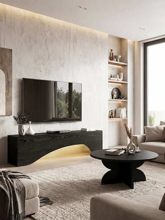 TV Stand Mara with LED Lighting Sencron Black L150xW31.4xH40cm