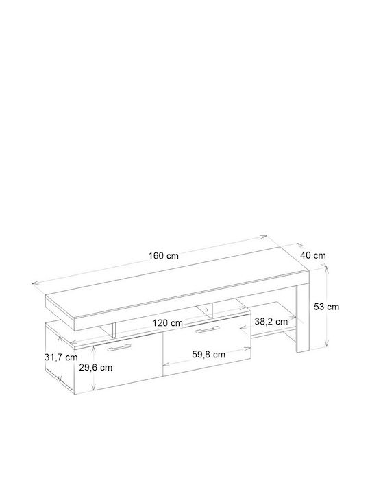 TV-Ständer Acnes Travertine M160xP40xH53cm