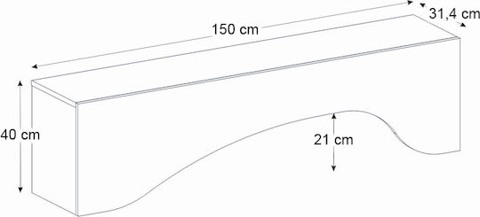 Елемент За Телевизор Mara с LED Осветление Бял М150xД31.4xВ40cm