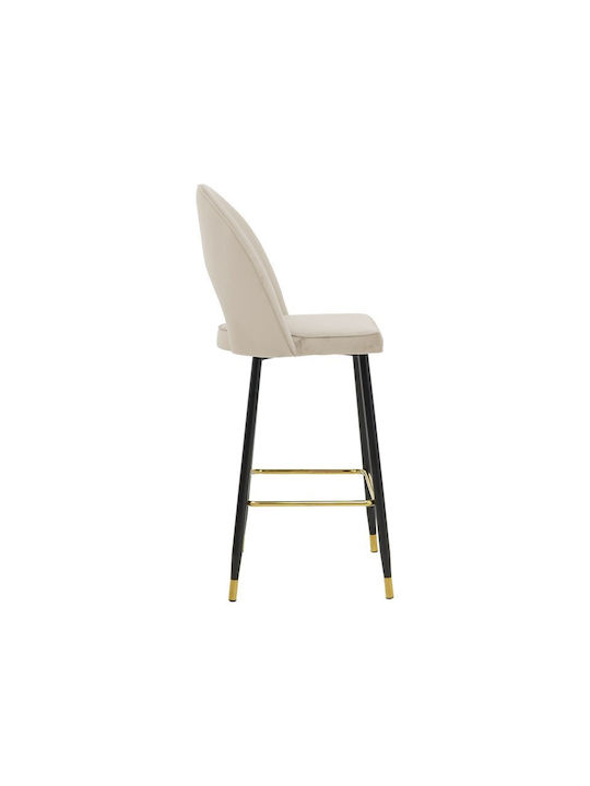 Taburet Bar cu Spătar Metalic Casenio Bej 2 Bucăți 48x50x107 cm