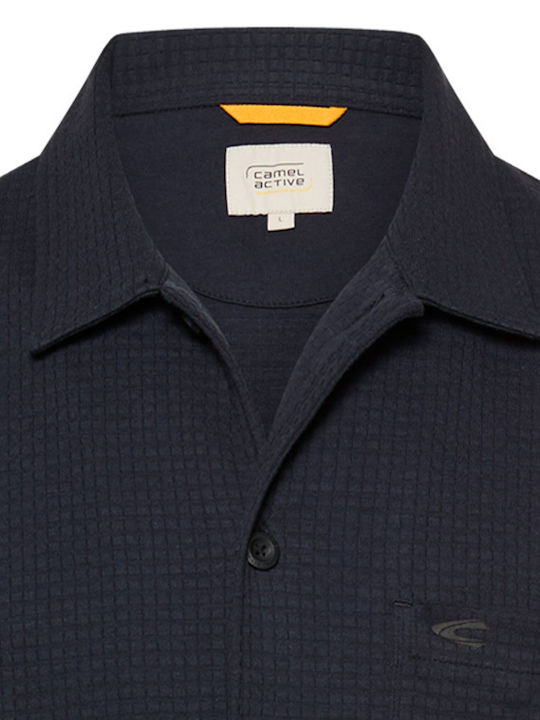 Short Sleeve Denim Shirt in Regular Fit Dark Blue