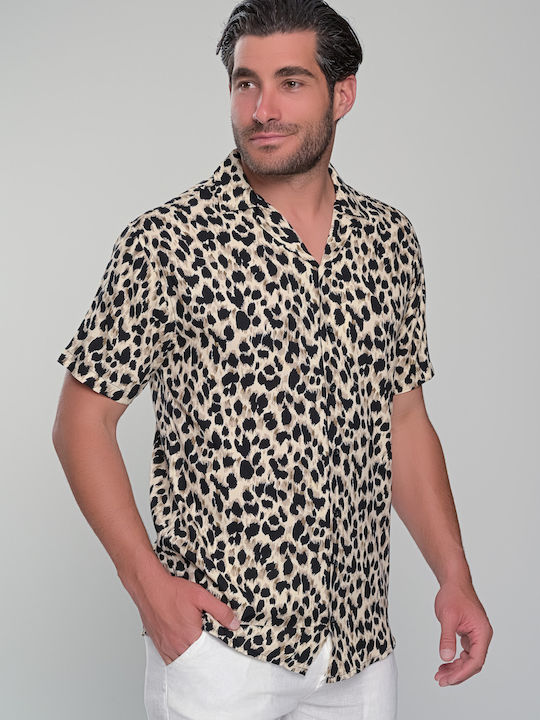 Leopard Short Sleeve Shirt Beige