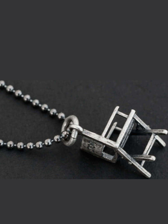 Emmanuela Handcrafted Für Euch Herren Halskette Sessel Regisseur Handgefertigt Silber 925 Kordel Technoleder 55cm