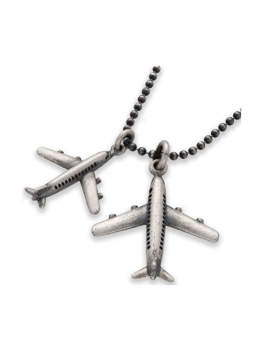 Men's Airplane Pendant Handmade Silver 925 Chain Roll 60cm