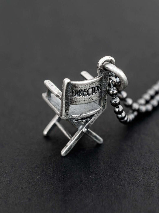 Emmanuela Handcrafted Für Euch Herren Halskette Sessel Regisseur Handgefertigt Silber 925 Kordel Technoleder 55cm