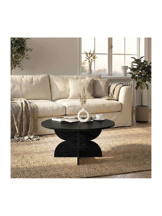 Round Side Table Mara Wooden Sencron Black W75xL75xH36.8cm