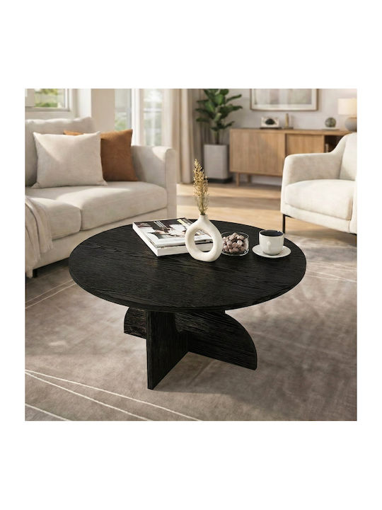 Round Side Table Mara Wooden Sencron Black W75xL75xH36.8cm