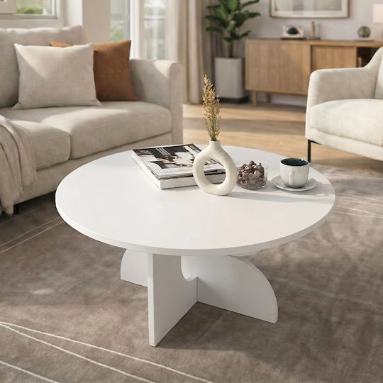 Round Side Table Mara Wooden White W75xL75xH36.8cm