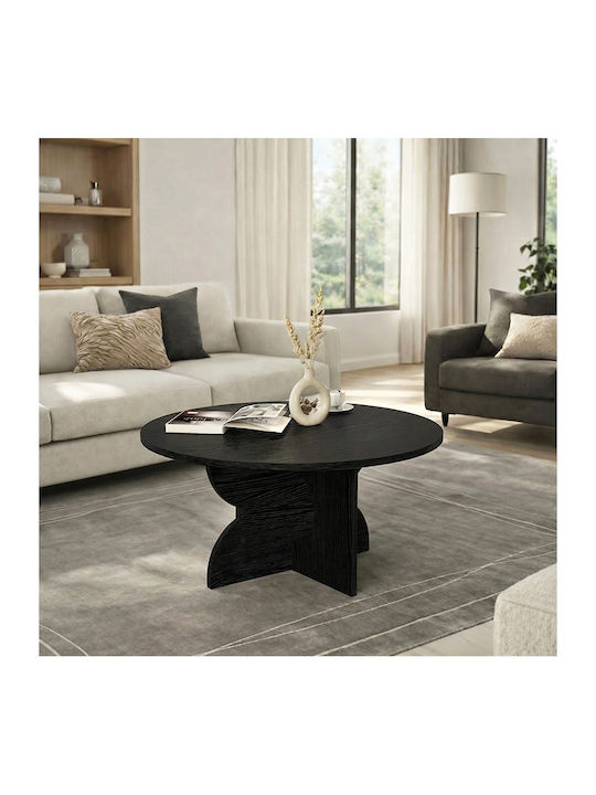 Round Side Table Mara Wooden Sencron Black W75xL75xH36.8cm