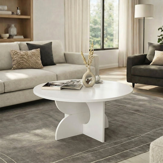 Round Side Table Mara Wooden White W75xL75xH36.8cm