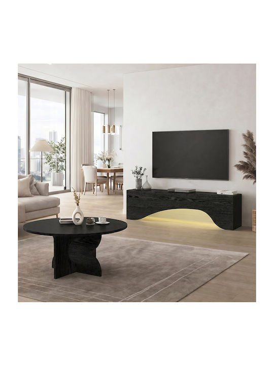 Round Side Table Mara Wooden Sencron Black W75xL75xH36.8cm