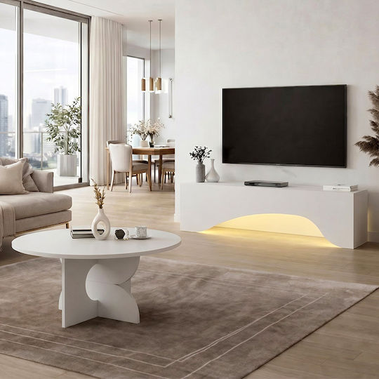Round Side Table Mara Wooden White W75xL75xH36.8cm