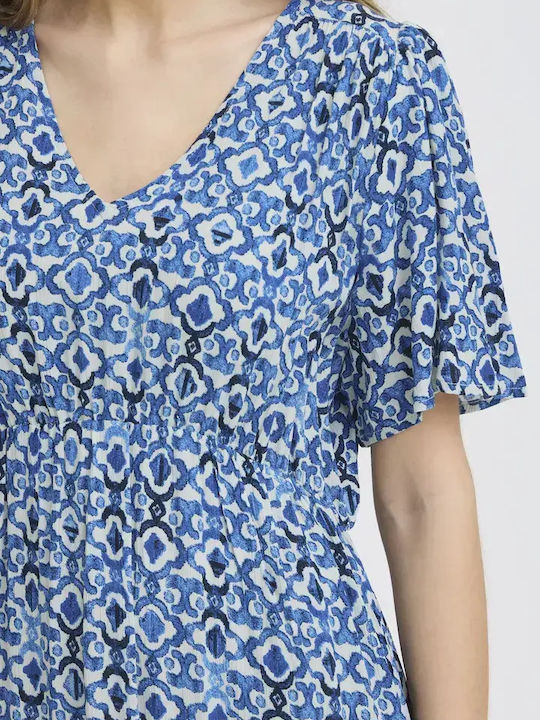 Καλοκαιρινό Midi Φόρεμα Sodalite Blue Ikat