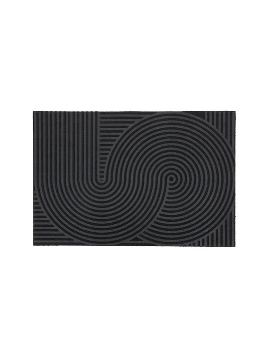 5Five Non-Slip Rectangular Black Rug 60x90cm