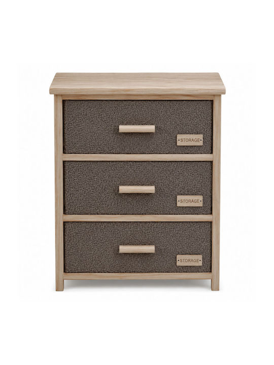 Fabric Storage Drawers with 3 Drawers L40xW29xH58cm