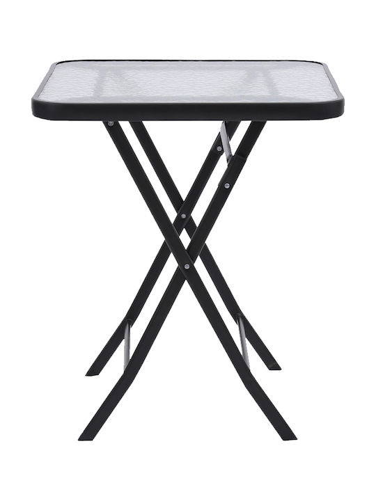 Table for Small Outdoor Spaces Foldable Metal with Glass Surface Gray 60x60x72cm