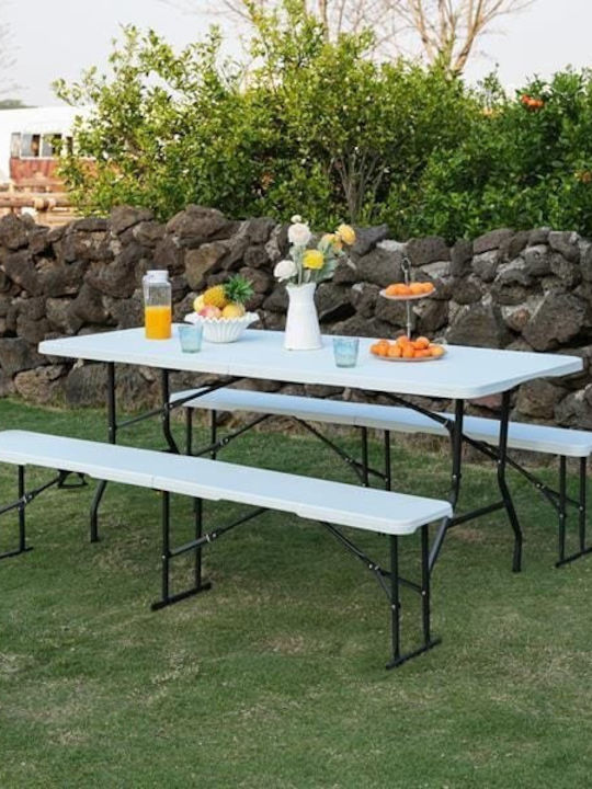 Plastic Outdoor Catering Table Foldable White 91x74x7cm