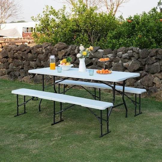 Πλαστικό Τραπέζι Catering Εξωτερικού Χώρου Πτυσσόμενο White 91x74x7εκ.