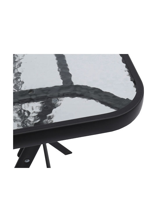 Table for Small Outdoor Spaces Foldable Metal with Glass Surface Gray 60x60x72cm