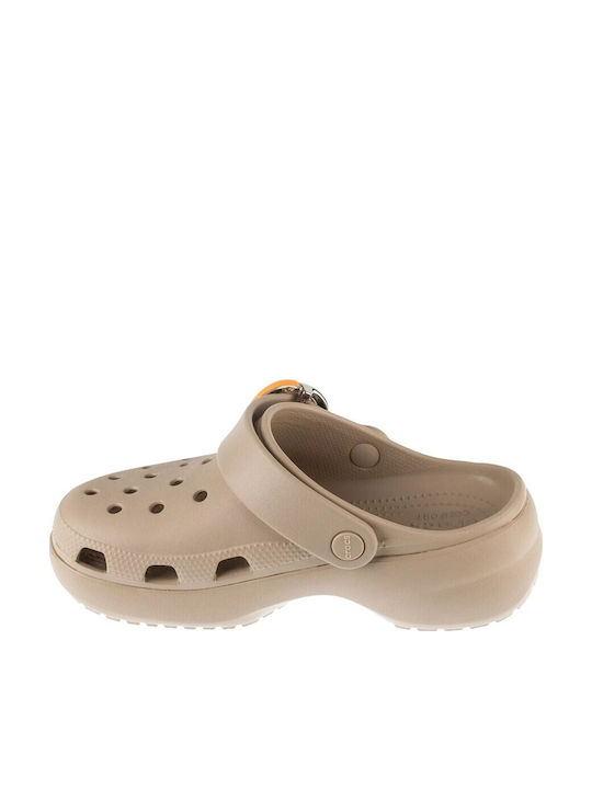 Crocs Classic Platform Γυναικεία Σαμπό Μπεζ Crocs Classic Platform Γυναικεία Σαμπό Μπεζ