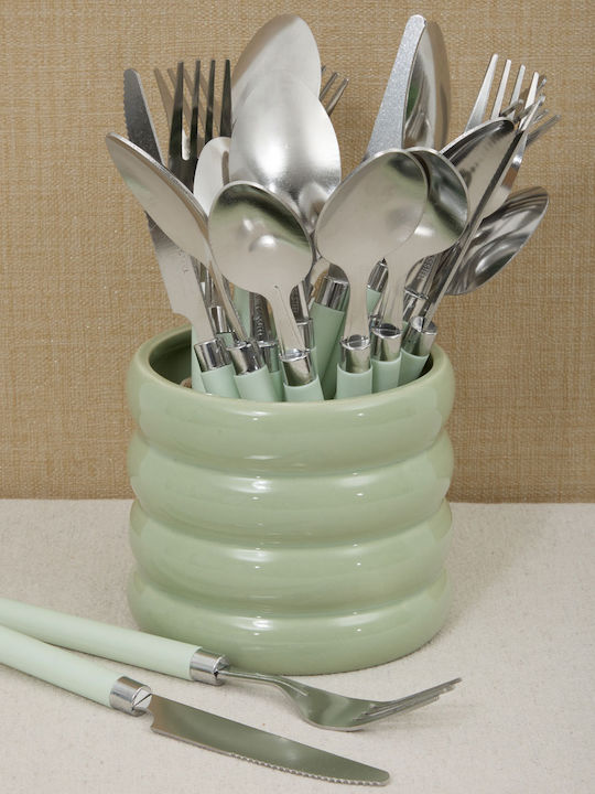 Cutlery Set Green 24 Pieces