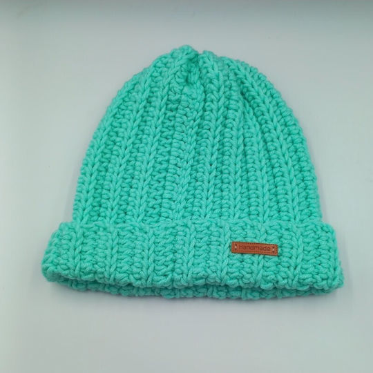 Beanie Γυναικείος Σκούφος Πλεκτός σε Τιρκουάζ χρώμα