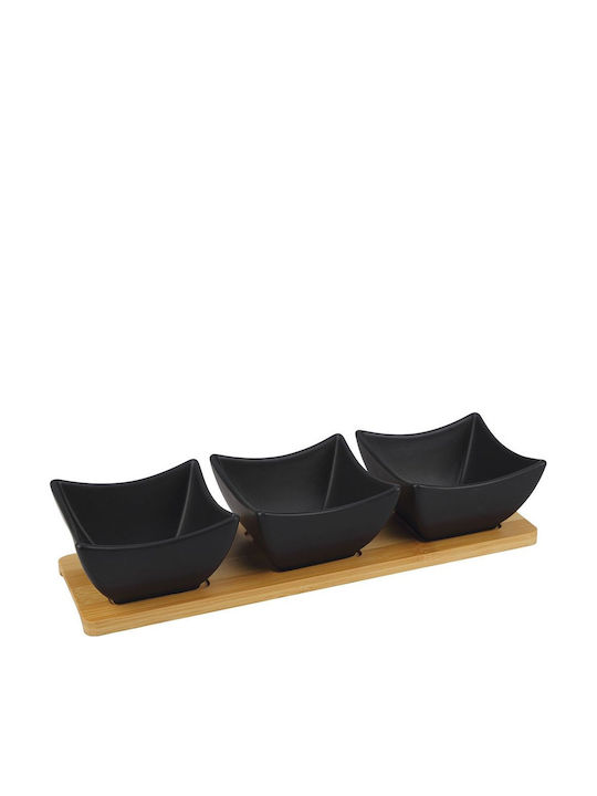 Orion Dessert Tower Stand with Base Made of Black Porcelain W31.5xL10xH6.5cm 4 Pieces